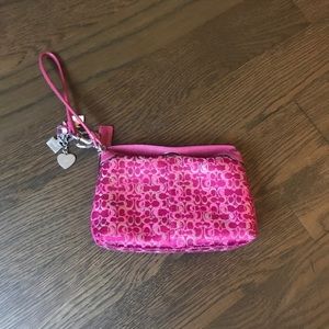 Vintage! Coach Wristlet w/ Charms. Pink & silver